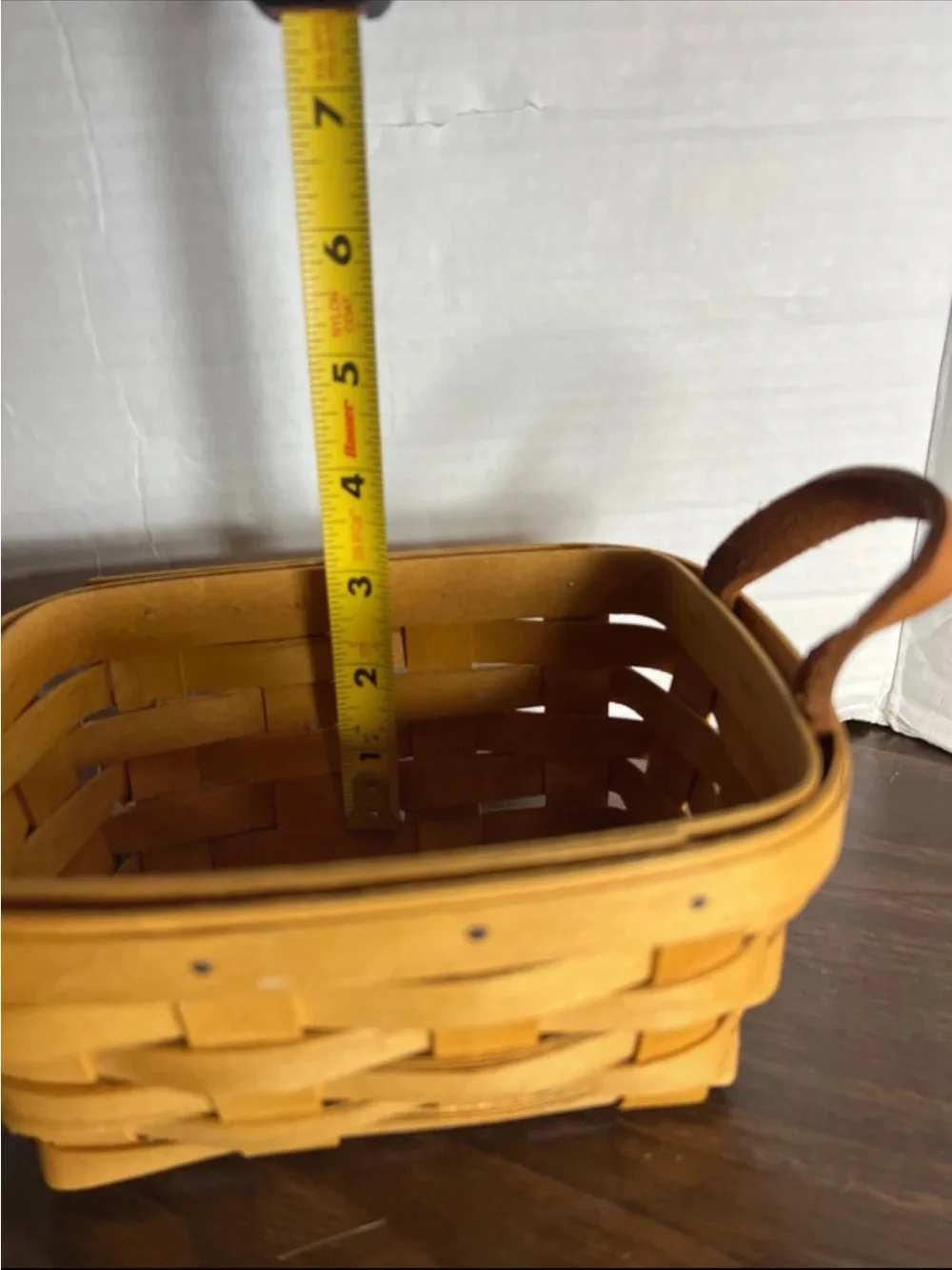 Longaberger basket with leather handles -1998
